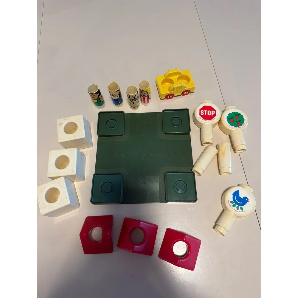 Vintage 1983 Johnson & Johnson Child Development Toys Village Stacking Blocks